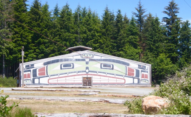 At the Alert Bay big house the 'Nagmis have revived elaborate and stunning potlatch ceremonies documented in films produced by the U'mista Cultural Center.