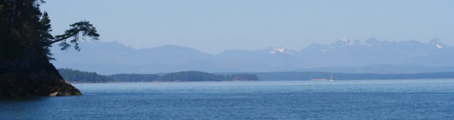 Looking out on morning blue and Vancouver Island.