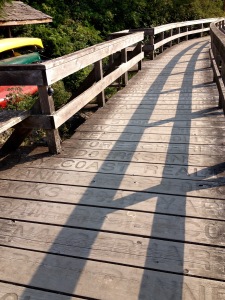 This fine boardwalk has places to sit and planks carved with the names of those who maintain it.