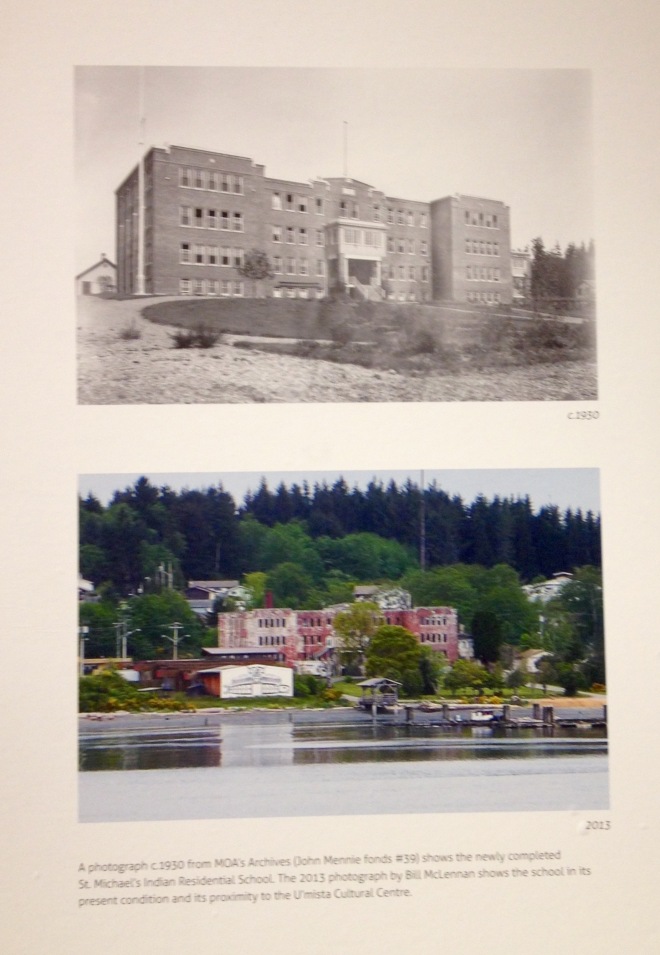 Photos of the former St Michael's Indian Residential School at Alert Bay in 1930 and 2013.